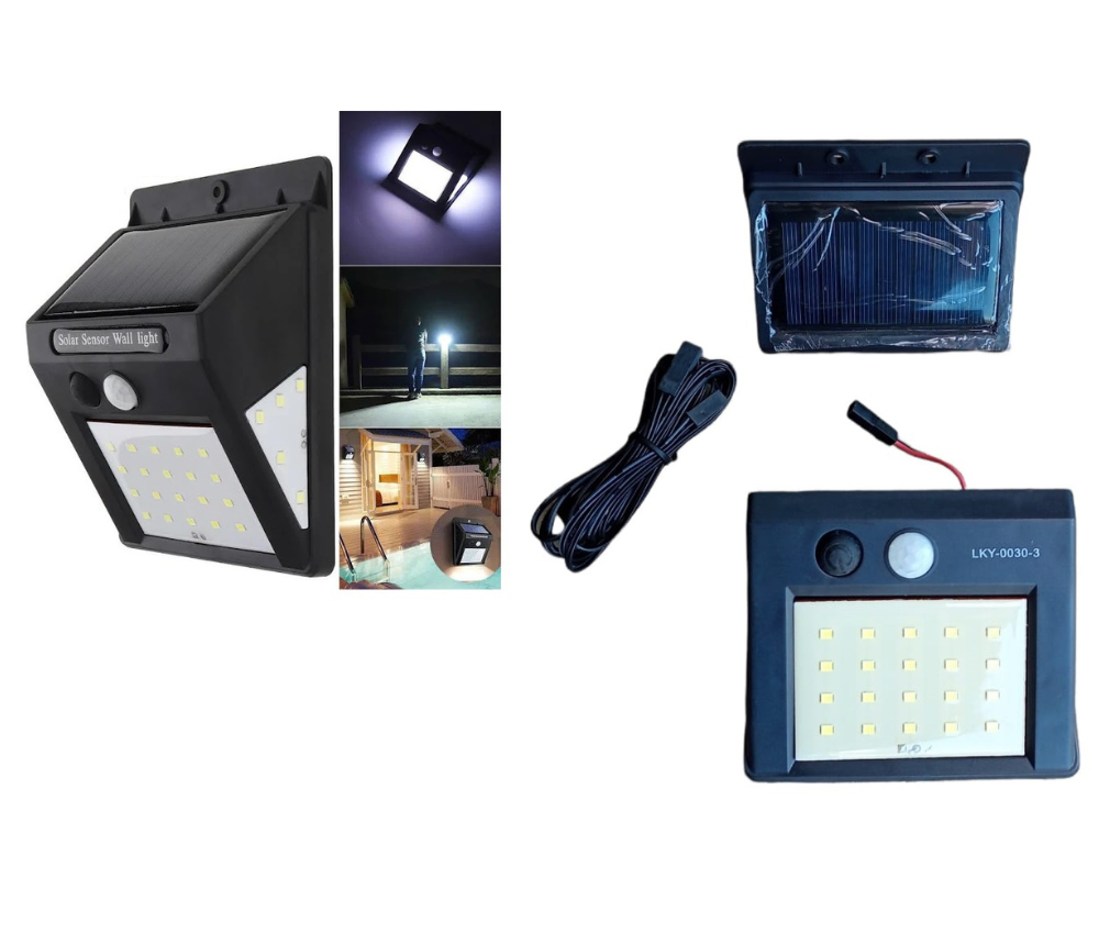 Arandela Solar 30 Leds LKY-0030-3 C/ Sensor De Movimento 55W