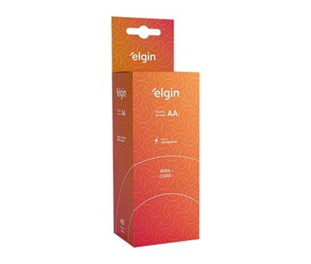  Pilha de Zinco AAA 1.5V Elgin LW01 Tubo C/ 40UN