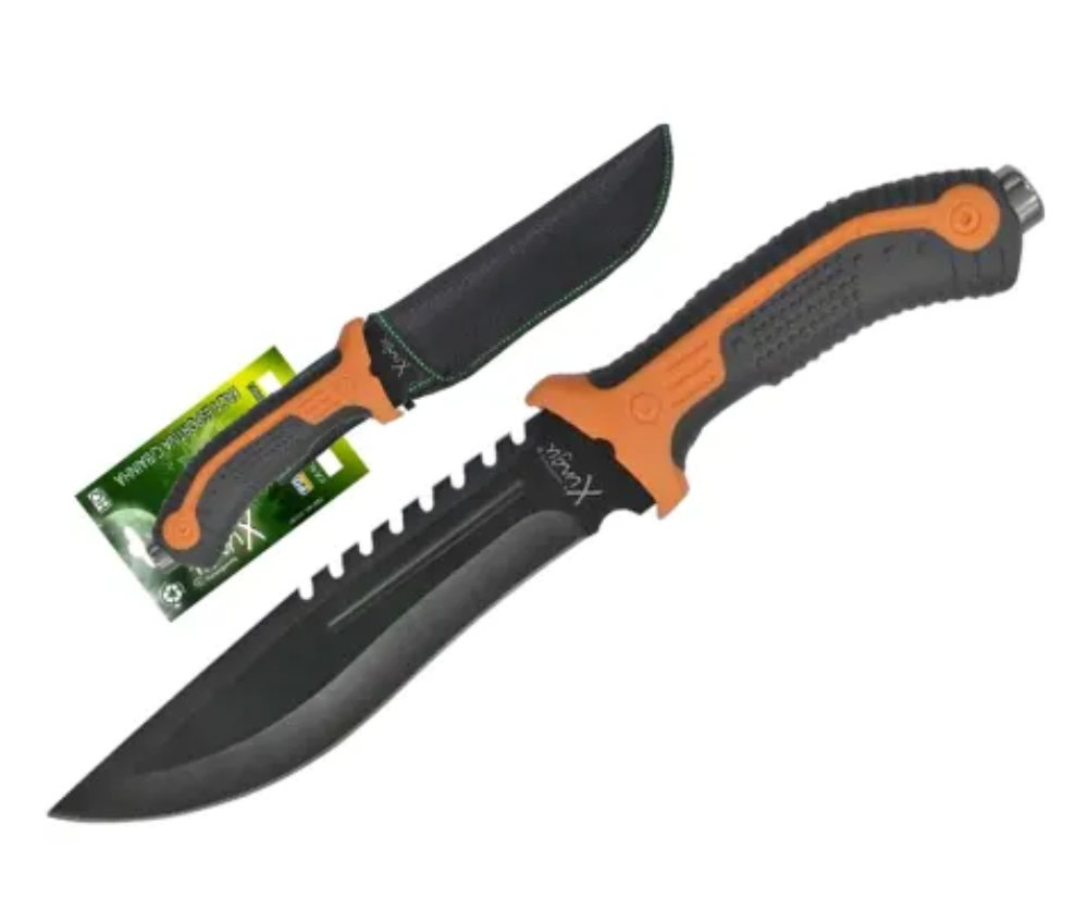 Faca Esportiva Cabo Laranja Lâmina Preta C/ Bainha XV 2906 33cm