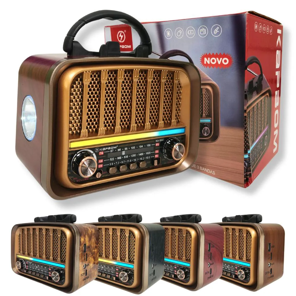 Radio KA-5587 Am/Fm/Sw Usb/Sd Bluetooth Com Lanterna 17x13cm