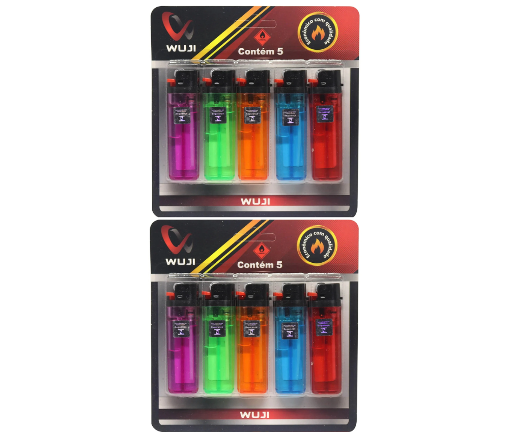 Isqueiro IE 0063-T Colorido Transparente Cart C/ 10 Un