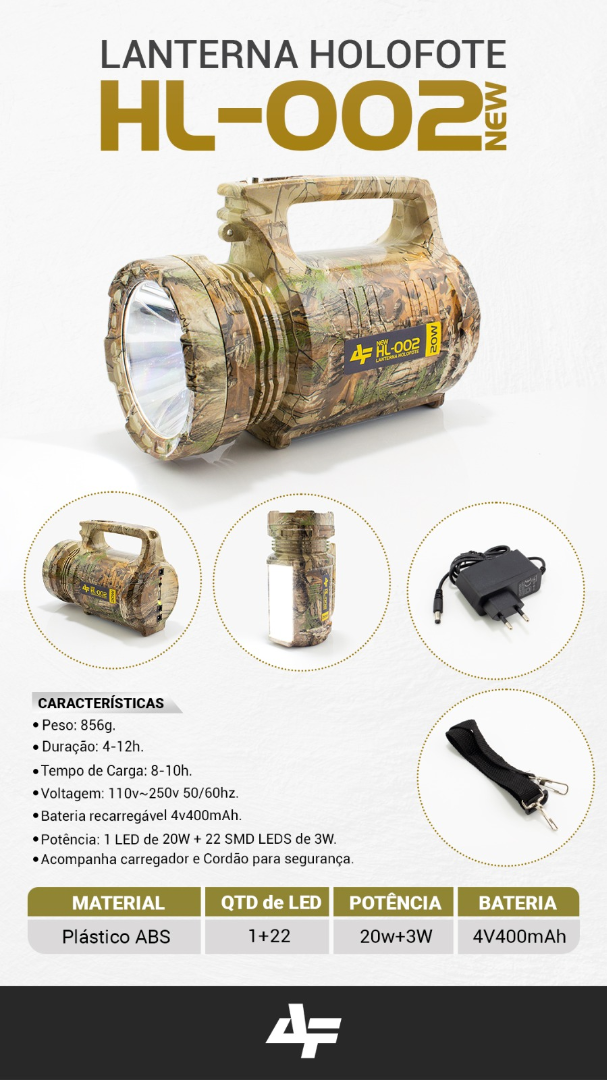 Lanterna Holofote HL-002 1led 20W