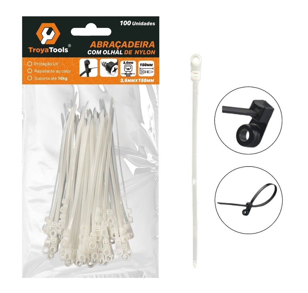 Abraçadeira De Nylon Com Olhal c/ 100und