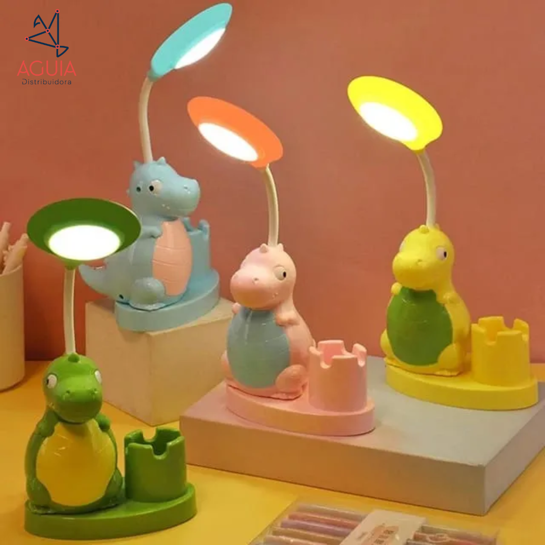 Luminária De Mesa Articulável Dino Com Porta Canetas E Apontador ZB-7018