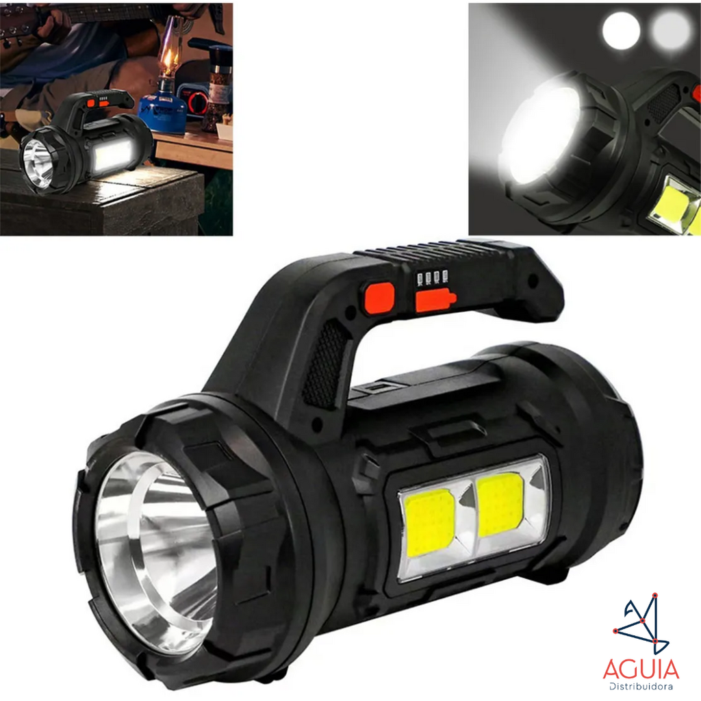 Lanterna Holofote BOM-4504 T6+Cob C/ Caixa Ferramenta