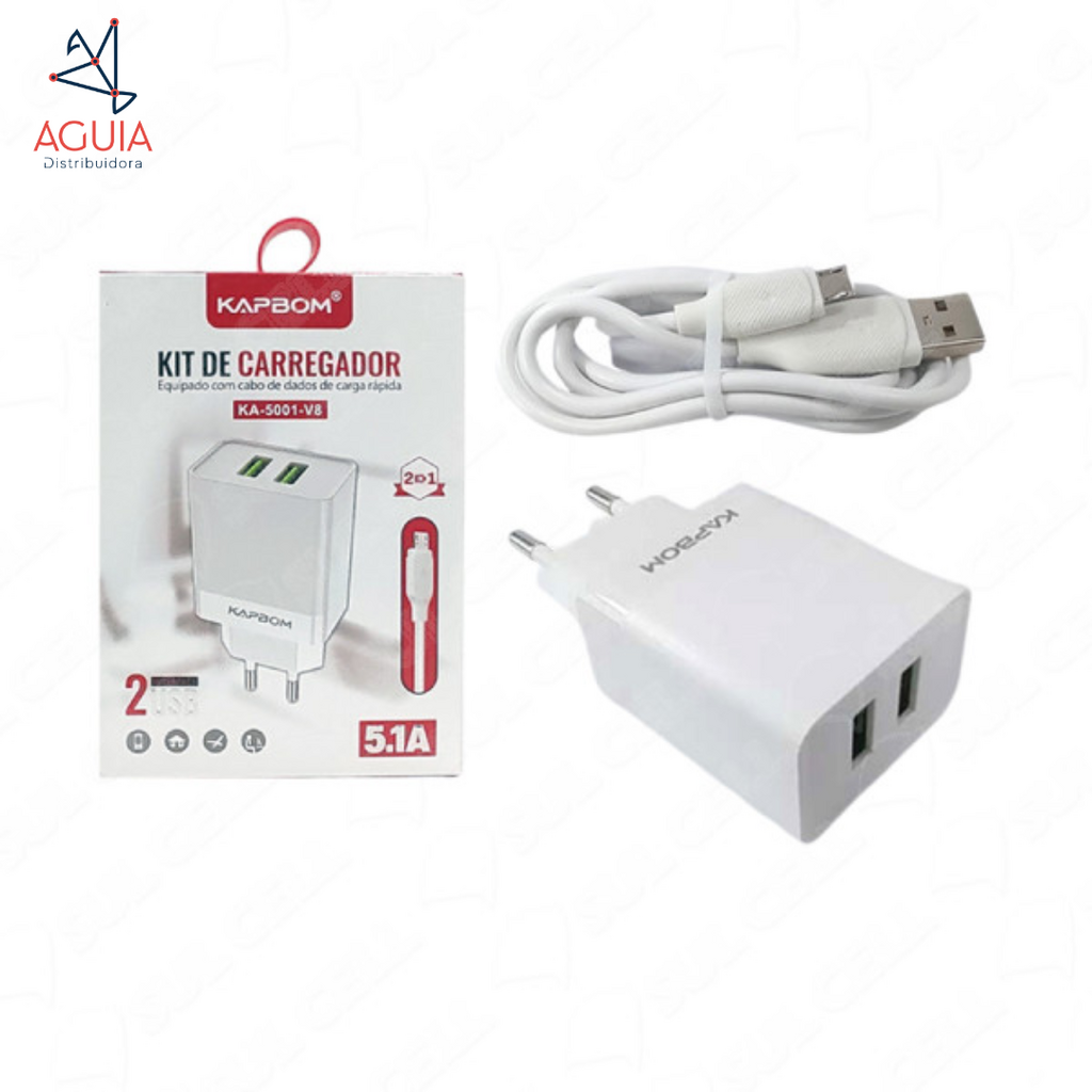 Fonte/Carregador 2 Usb Ka-5001-V8 5.1a