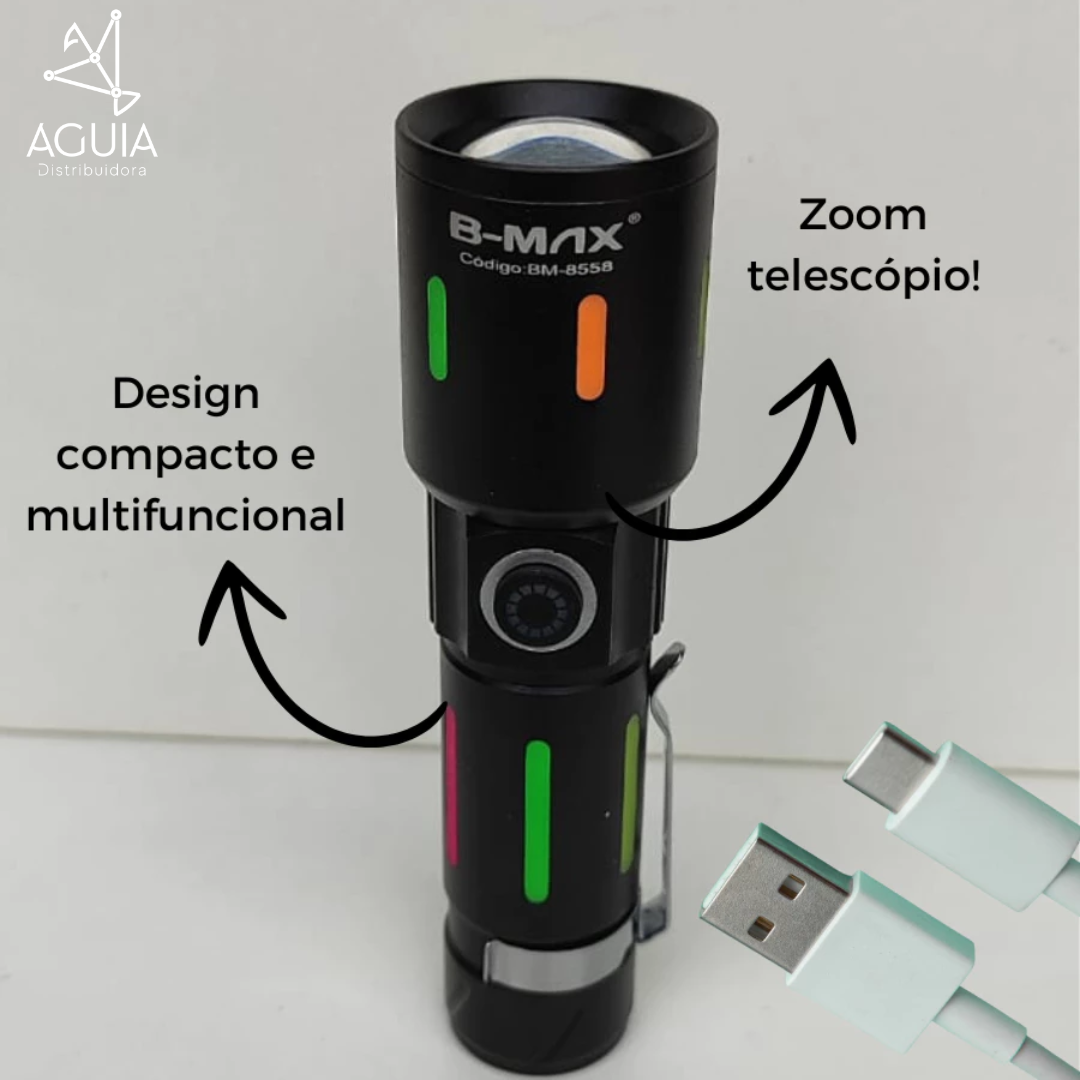 Mini Lanterna Bm8558 Laser C/ Zoom 12cm