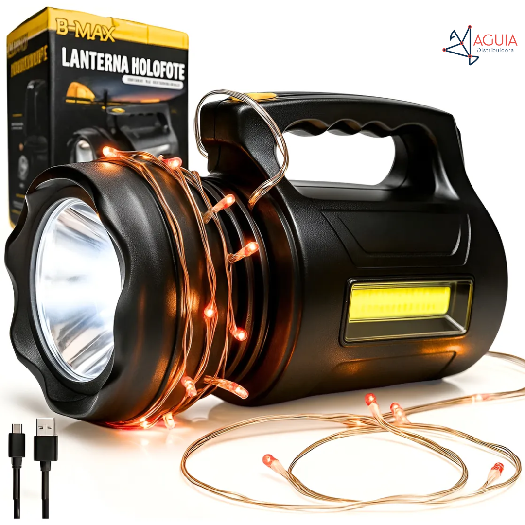 Lanterna Holofote BM-TD8100 P90 + Cob 22cm