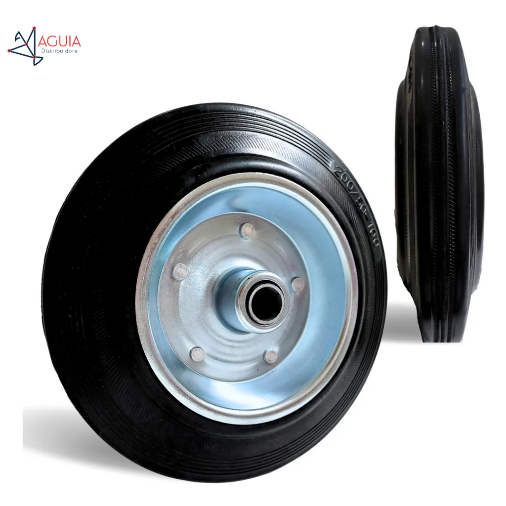 Roda Para Carinho Id-3460r Borracha E Alumínio 20cm