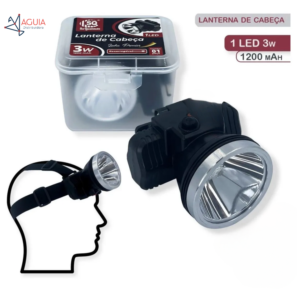 Lanterna De Cabeça SQ-3810 1LED 3W