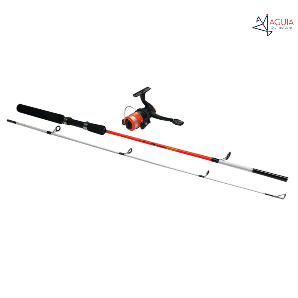 Vara Duas Partes Sabre 1502 1,50m 17lb Com Molinete Sabre 1000 Laranja+Branco