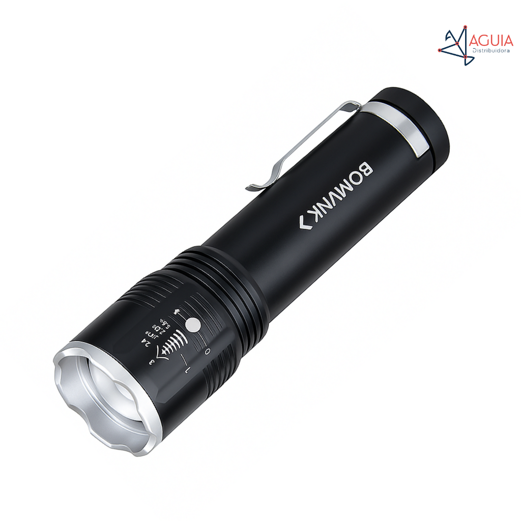 Mini Lanterna Bom-4307 P50 C/ Zoom C/ Clip 13cm