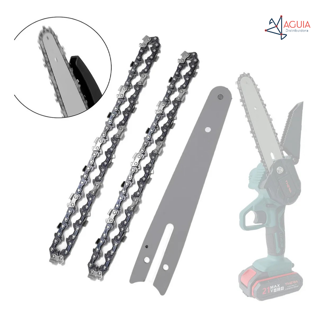 Corrente 6 Polegadas 1/4-043 + Facão Sabre Para Mini Motosserra
