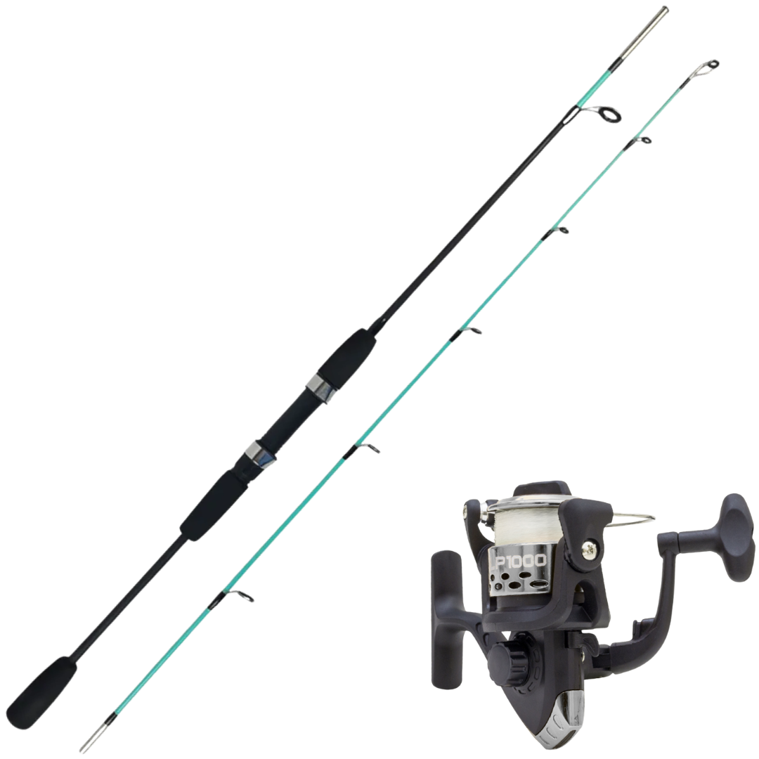 Vara P/ Molinete Duas Partes Kansas Acqua 1502 Com Molinete Lp1000 E Acessórios