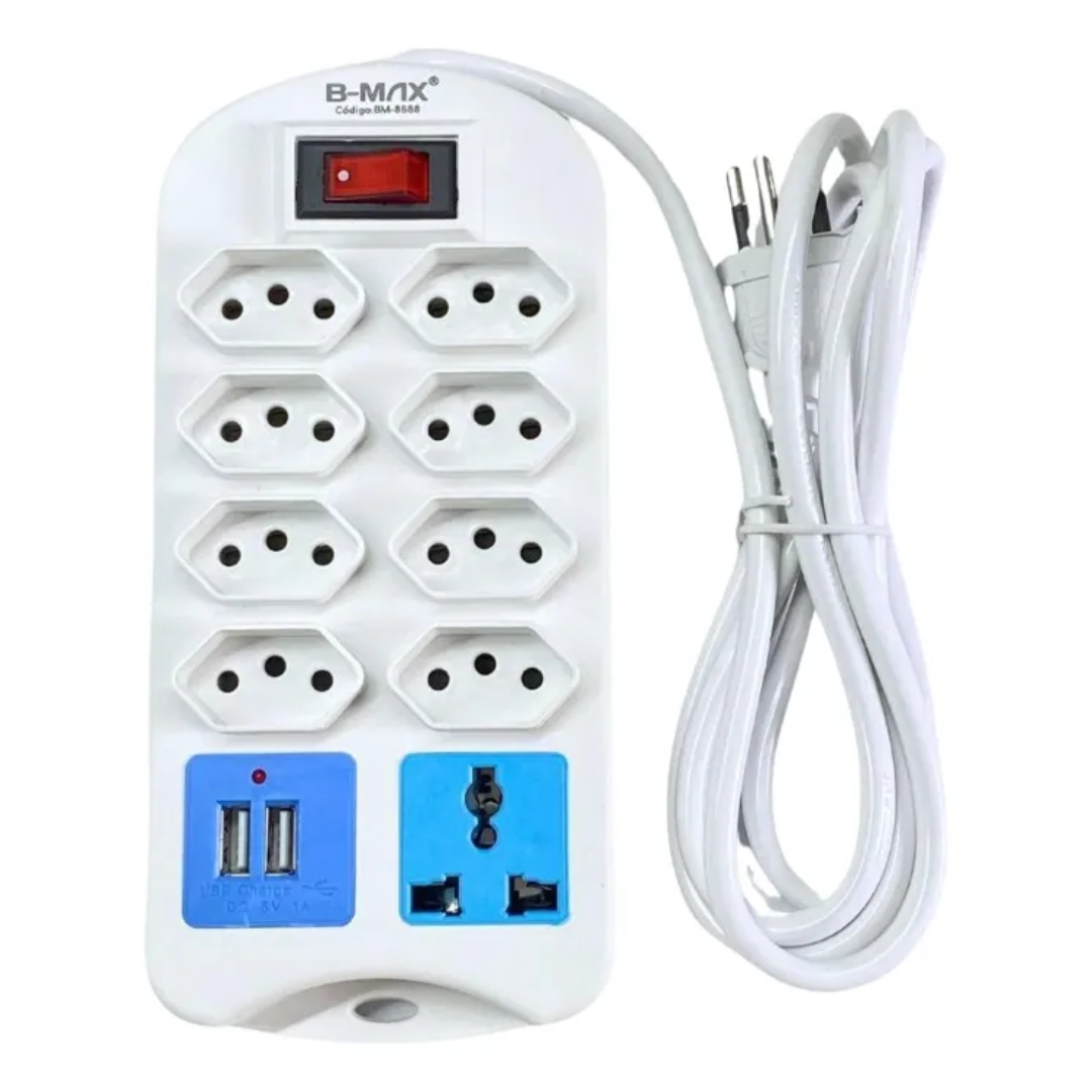 Régua C/ 9 Tomadas 2 Usb 3 Pinos Bm-8688