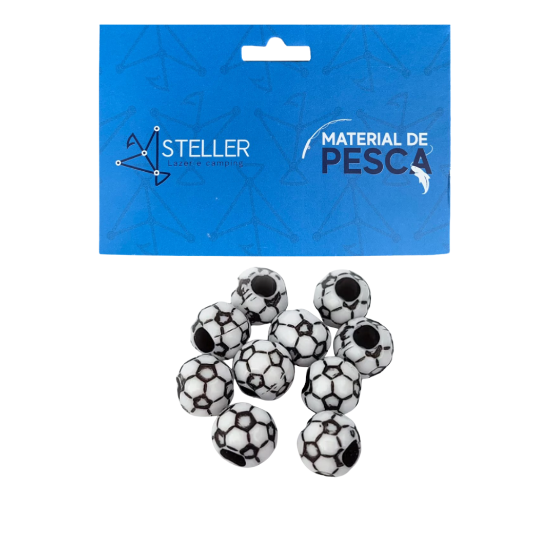 Miçanga Bola Futebol Branca/Preta Kit C/ 10un