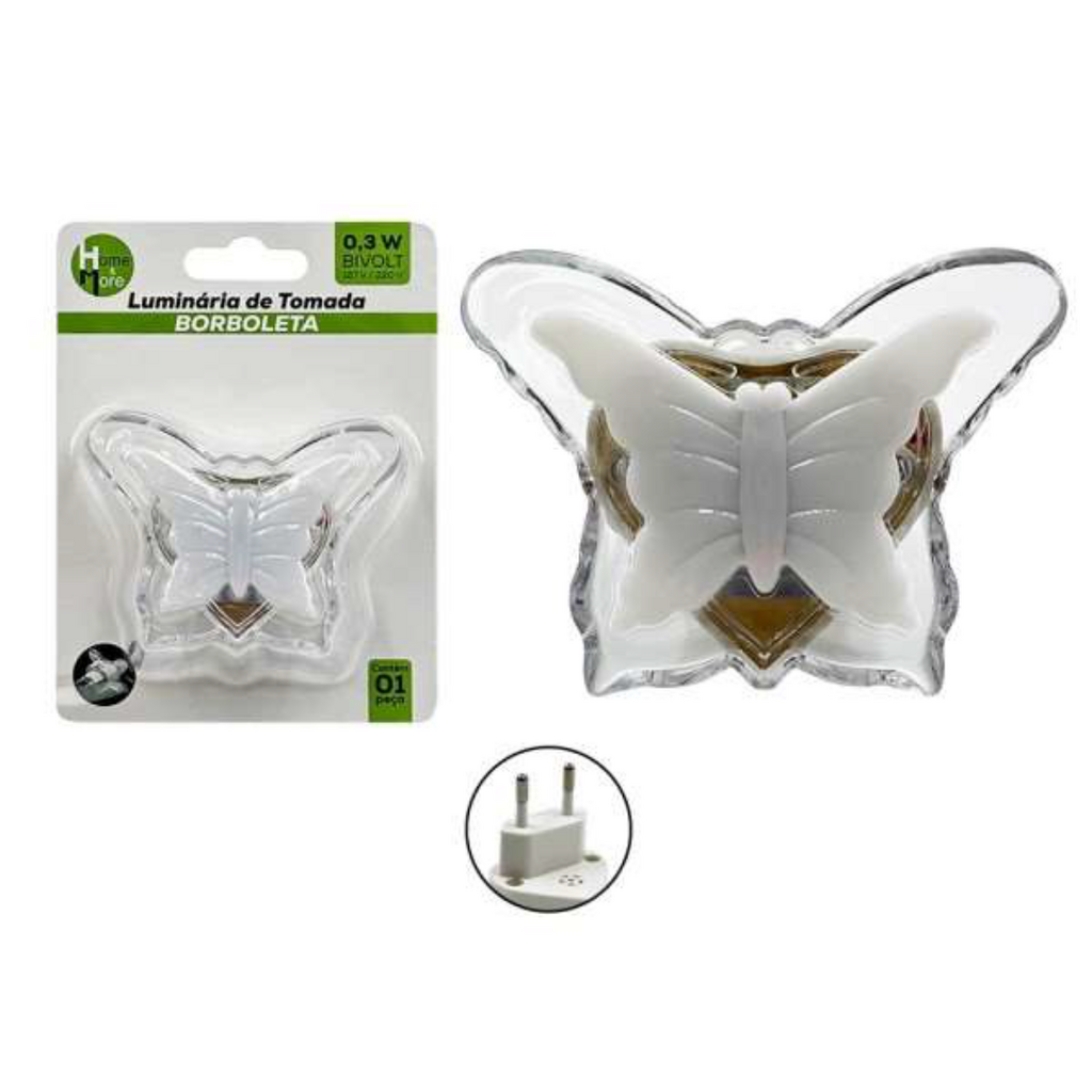 Abajur Led Borboleta HM-225 0,3w Bivolt