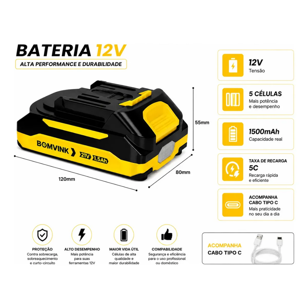 Bateria De Íons BOM-5595 21v 5 Células