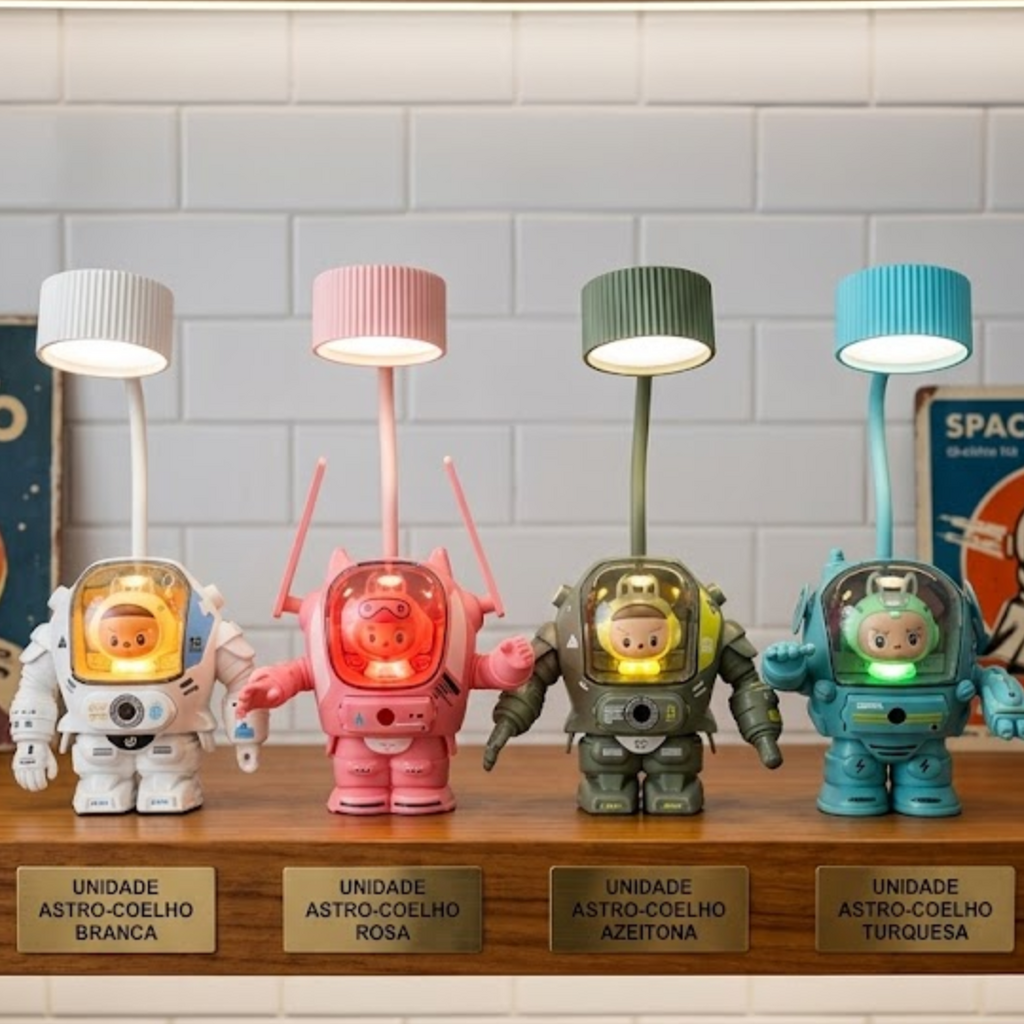 Luminária De Mesa Articulável KSL-2626 Robô Com Porta Lápis E Apontador