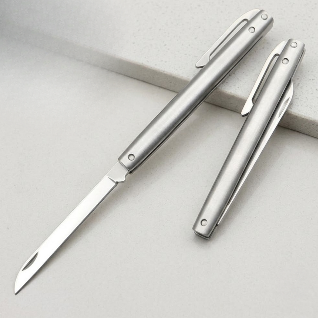 Canivete Dobrável Metal C/ Clip CAN-025 Caneta Bisturi 16cm