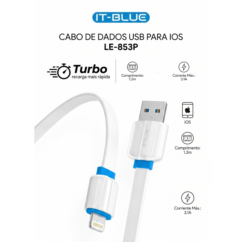 Cabo Carregador Usb LE-853P IOS 3.1a 1.2m